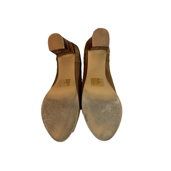 Faryl Robin Women's Peep Toe Suede Lace Up Ankle Stacked Heel Bootie Sz 9 Brown - Picture 7 of 8